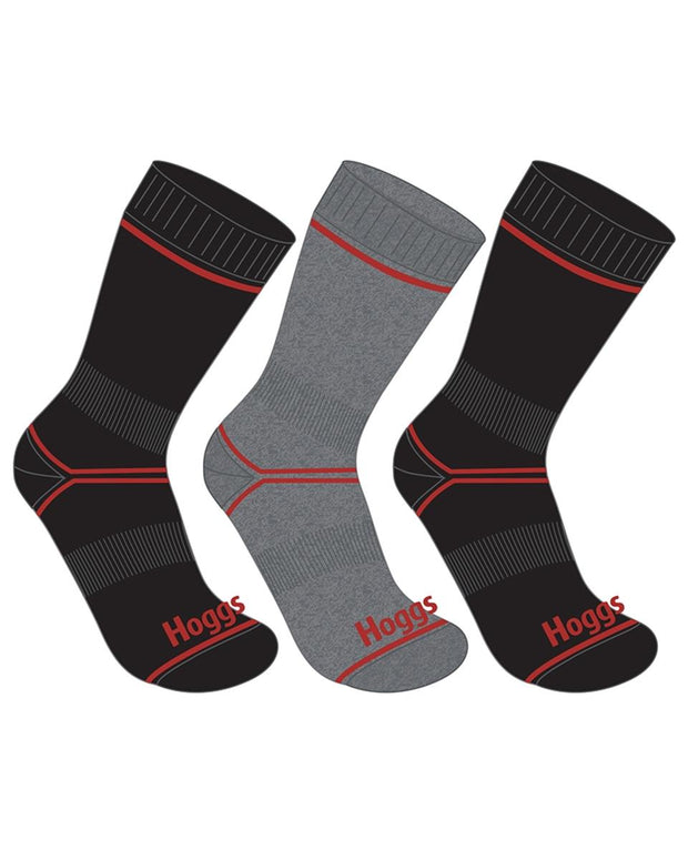 Hoggs of Fife Comfort Cotton Work Sock (Triple Pack) Black/Grey