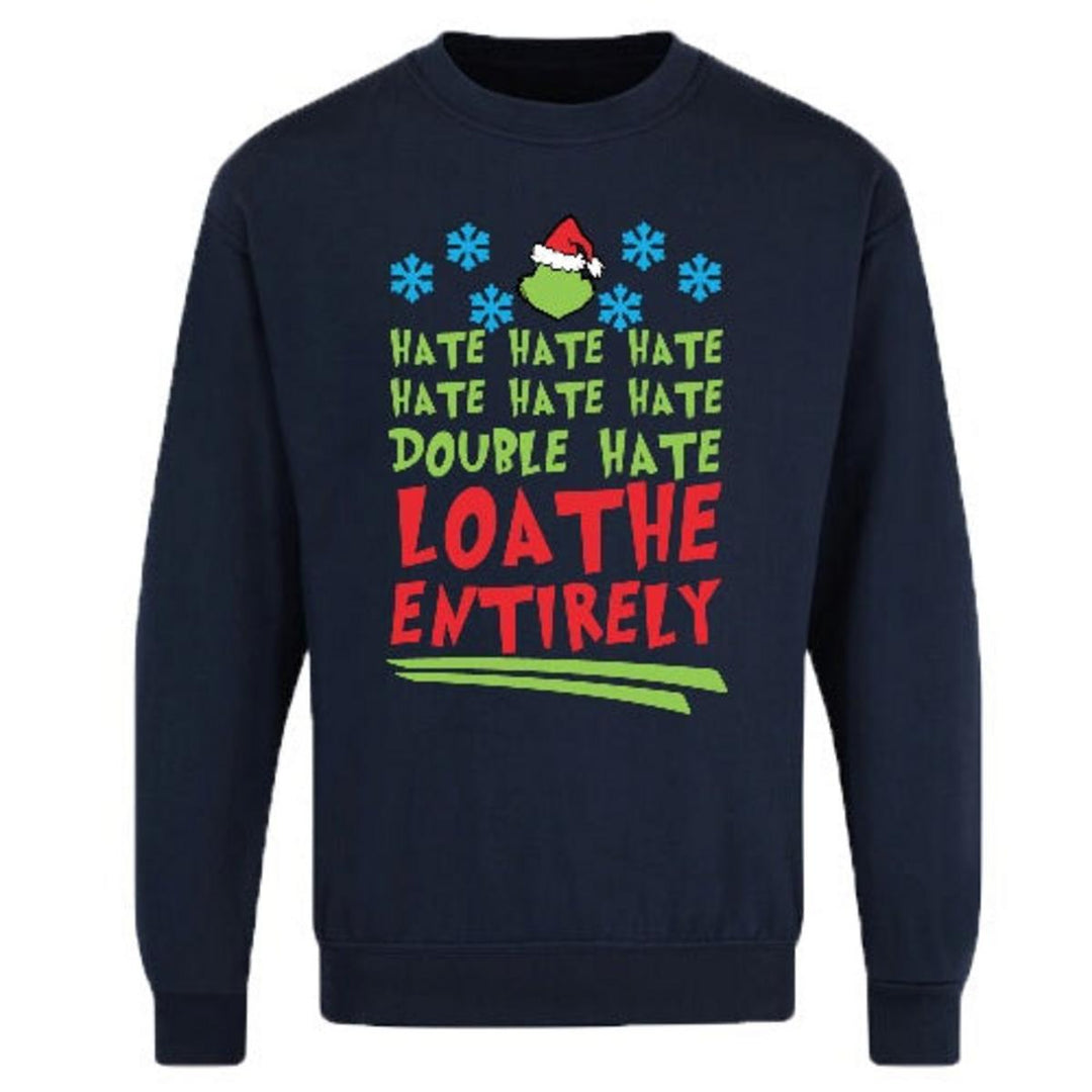 Game Adults Grinch Squad Hate Loathe Entirely Printed Christmas Sweatshirt