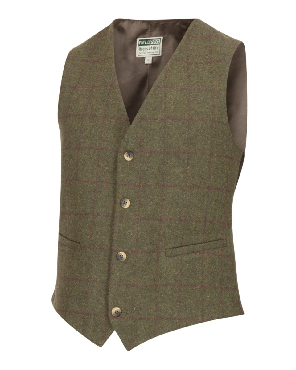 Hoggs of Fife Tummel Tweed Dress Waistcoat - Olive/Wine