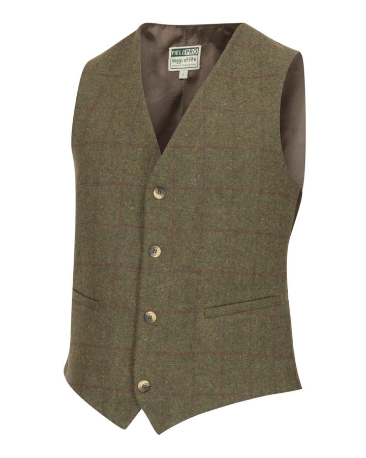 Hoggs of Fife Tummel Tweed Dress Waistcoat - Olive/Wine