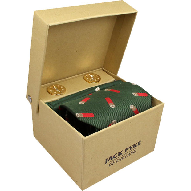 Jack Pyke Tie, Hanky and Cufflinks Gift Set - Cartridge Green