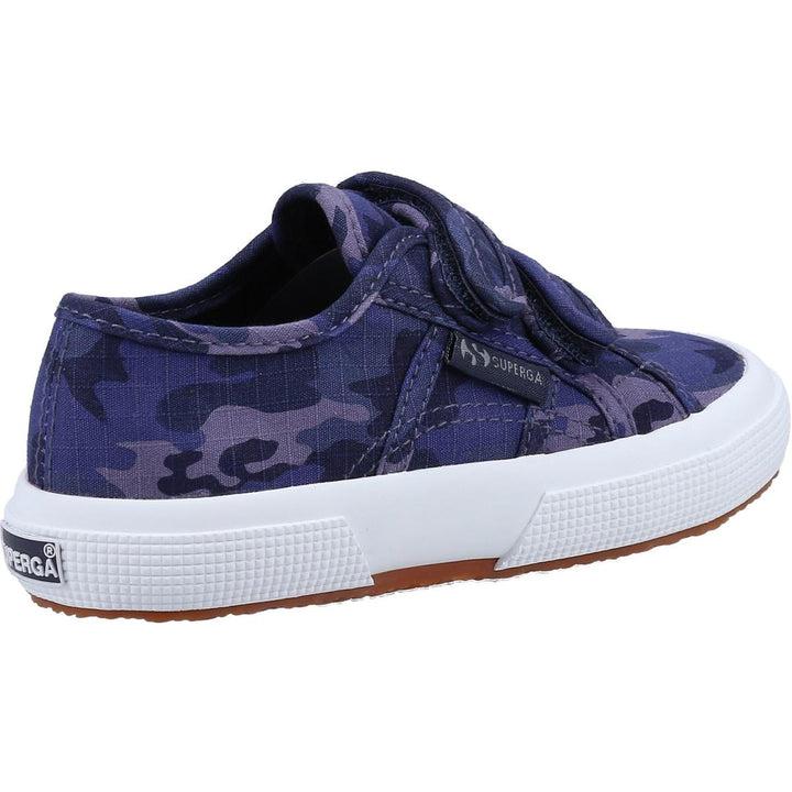 Superga 2750 Kids Straps Camo Ripstop Trainer Blue Grey Dark Camouflage