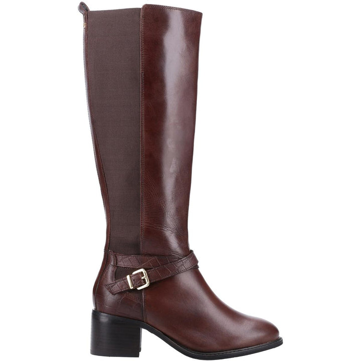 Dune Tildings Strap Detail High Leg Boot Brown Leather