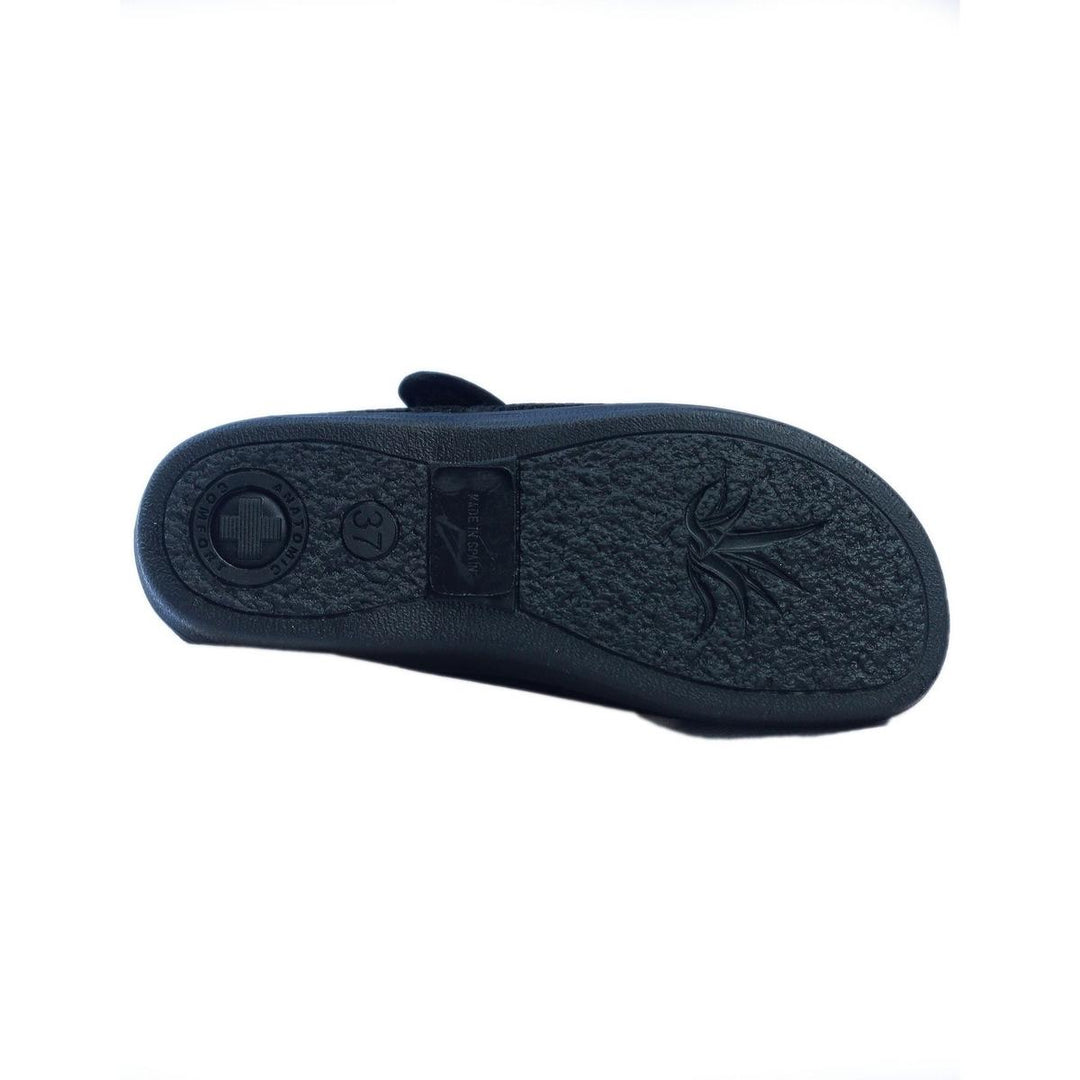 Celia Ruiz 204 Touch Fastening Slipper Wide Fit Black