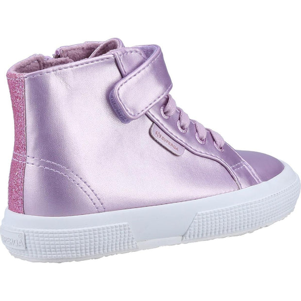 Superga 2674 Kids Faux Leather Glitter Boots Pink