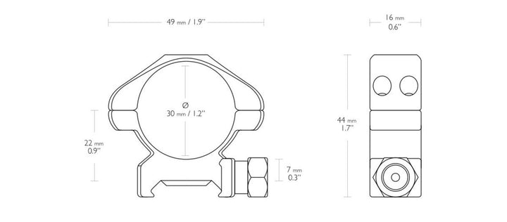 Hawke Precision Steel Ring Mounts 30mm Medium Weaver