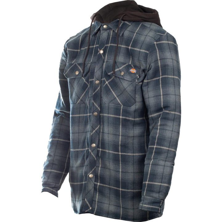 Dickies Fleece Hood Flannel Shirt Jacket Navy