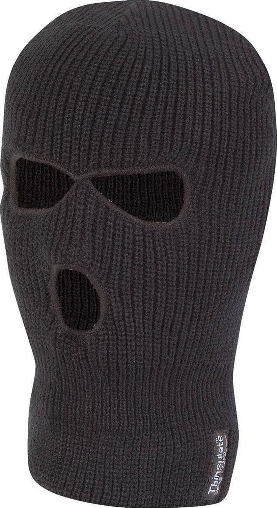 Men's One Size Black Knitted Balaclava – 3 Hole Ski Mask For Winter