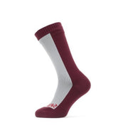 Sealskinz Starston Waterproof Cold Weather Mid Length Sock Grey/Red Unisex SOCK