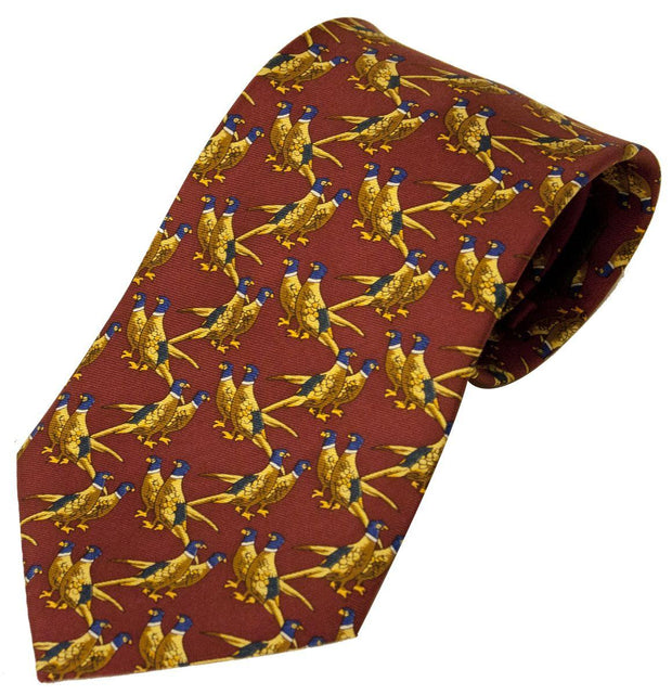 Bisley Tie - Solid Red Pheasants