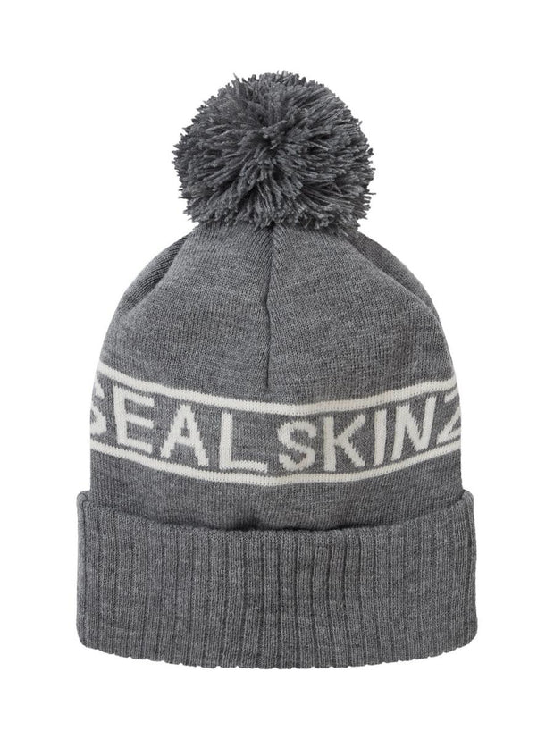 Sealskinz Heacham Waterproof Cold Weather Icon Bobble Hat Dark Grey/Cream Unisex HAT
