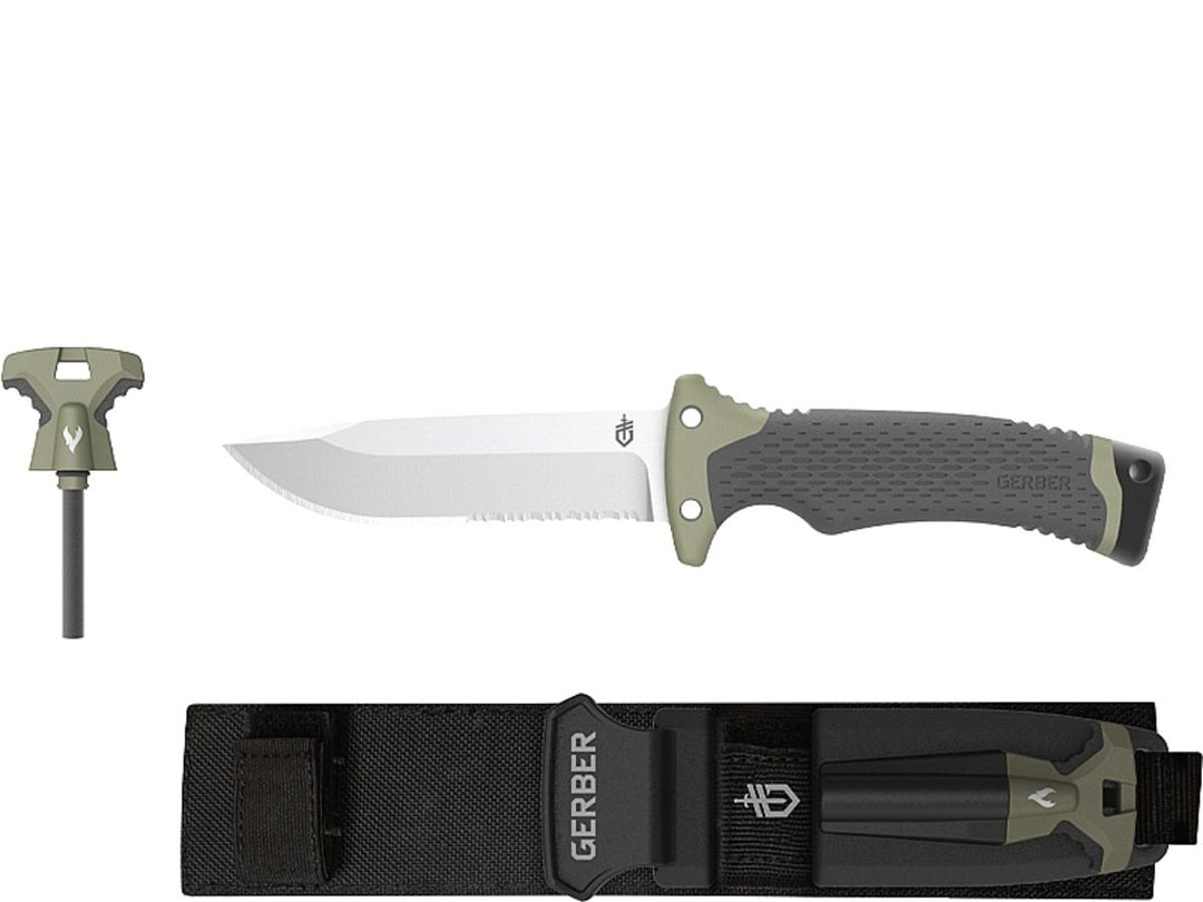 Gerber Ultimate Survival Knife SE (DP Fixed Blade) w/Firestarter, Sheath, Sharpener - FSG