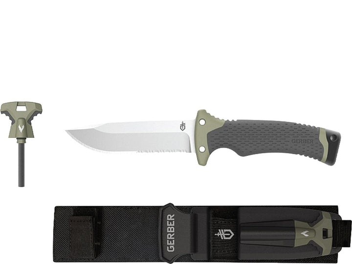 Gerber Ultimate Survival Knife SE (DP Fixed Blade) w/Firestarter, Sheath, Sharpener - FSG