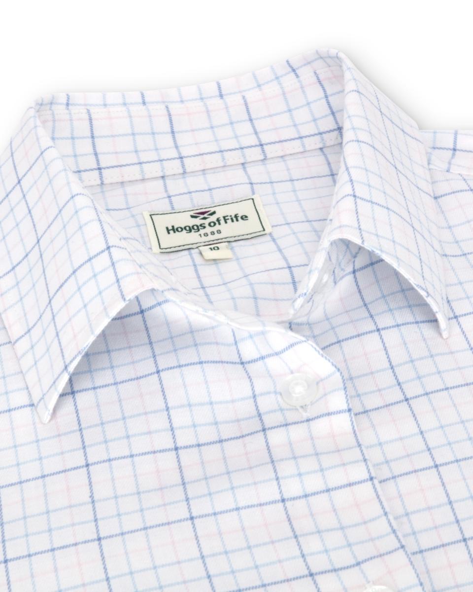 Hoggs of Fife Callie Twill Check Shirt - White/Pink/Blue