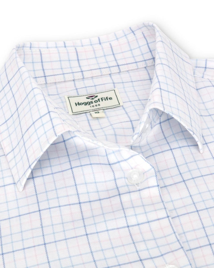 Hoggs of Fife Callie Twill Check Shirt - White/Pink/Blue