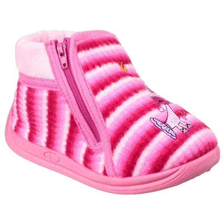 Mirak Safari Zip Up Bootie Slipper Pink
