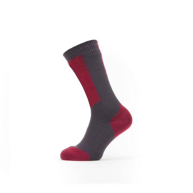 Sealskinz Runton Waterproof Cold Weather Mid Length Sock with Hydrostop Grey/Red/White Unisex SOCK
