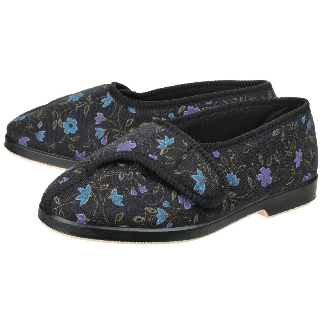GBS Wilma Ladies Wide Fit Slipper Black