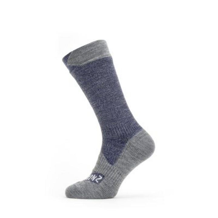 Sealskinz Raynham Waterproof All Weather Mid Length Sock Navy Blue/Grey Marl Unisex SOCK