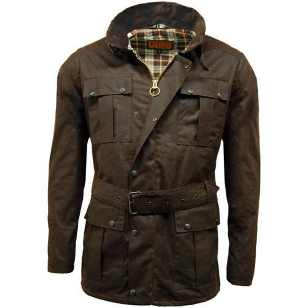 Game Continental Belted Motorcyle Wax Jacket Brown