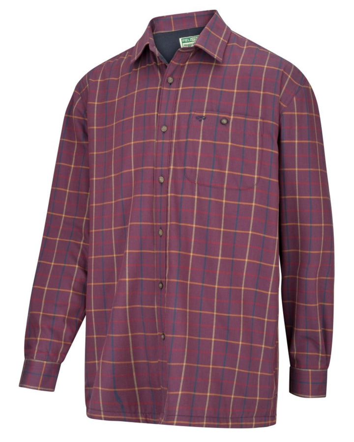 Hoggs of Fife Bramble Micro-Fleece Lined Shirt Wine Check