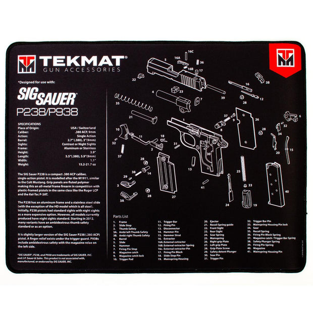 TekMat Ultra 20 - Sig Sauer P238 Gun Cleaning Mat
