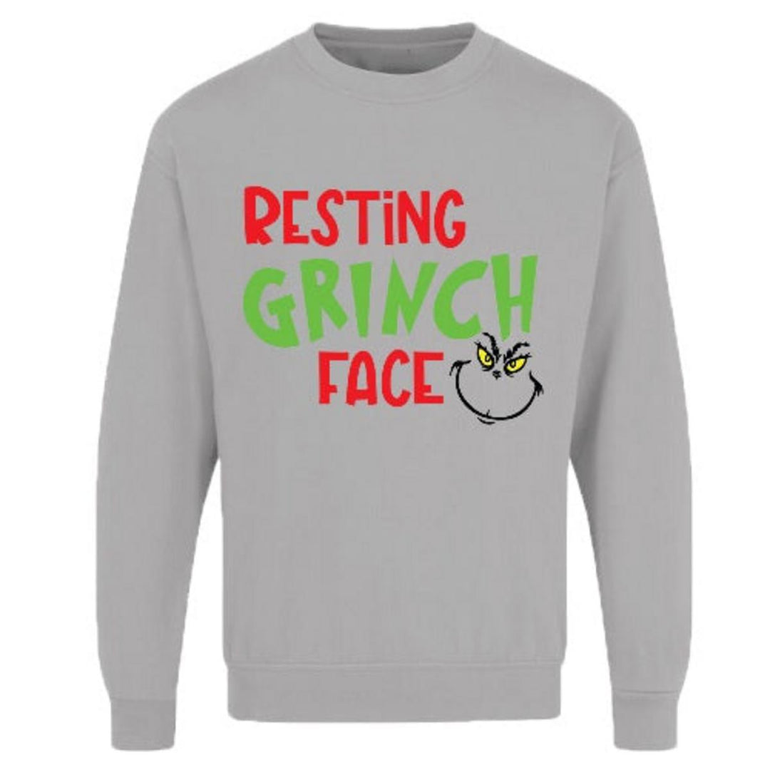 Game Adults Resting Grinch Face Merry Grinchmas Printed Jumper