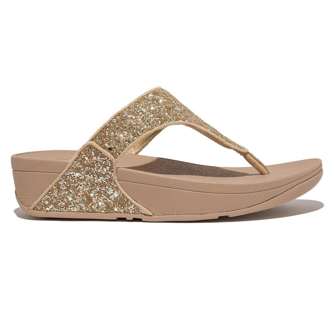 Fitflop Lulu Glitter Toe-Post Sandals Latte Beige