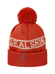 Sealskinz Heacham Waterproof Cold Weather Icon Bobble Hat Orange/Cream Unisex HAT