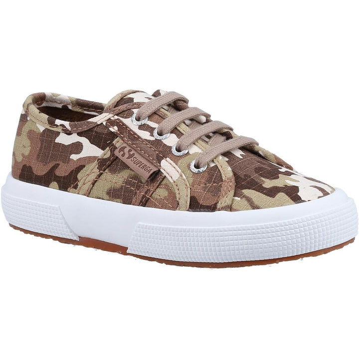 Superga 2750 Kids Camo Ripstop Trainer Beige Raw Camouflage