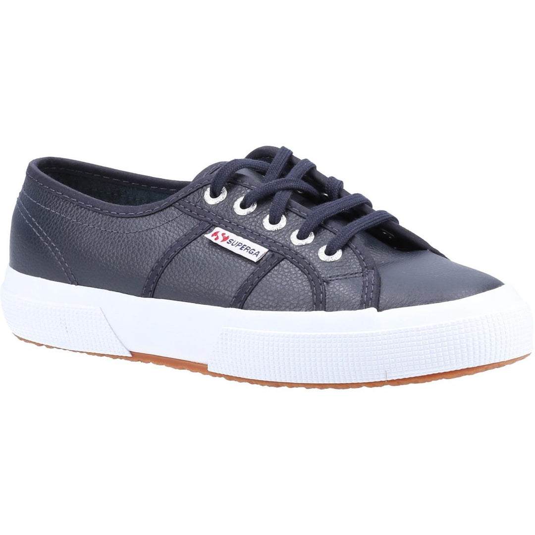 Superga 2750 Tumbled Leather Shoe Blue Navy