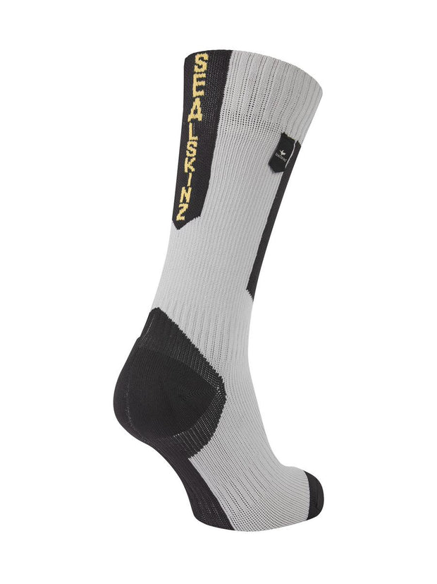Sealskinz Runton Waterproof Cold Weather Mid Length Sock with Hydrostop Grey/Black/Yellow Unisex SOCK