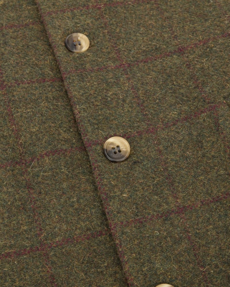 Hoggs of Fife Tummel Tweed Dress Waistcoat - Olive/Wine