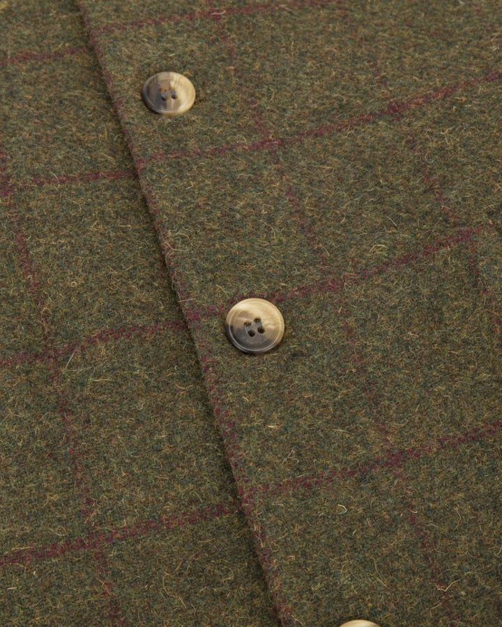 Hoggs of Fife Tummel Tweed Dress Waistcoat - Olive/Wine