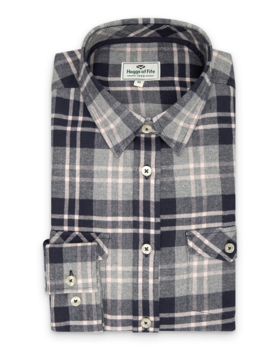 Hoggs of Fife Eilidh Ladies Flannel Shirt Navy Marl
