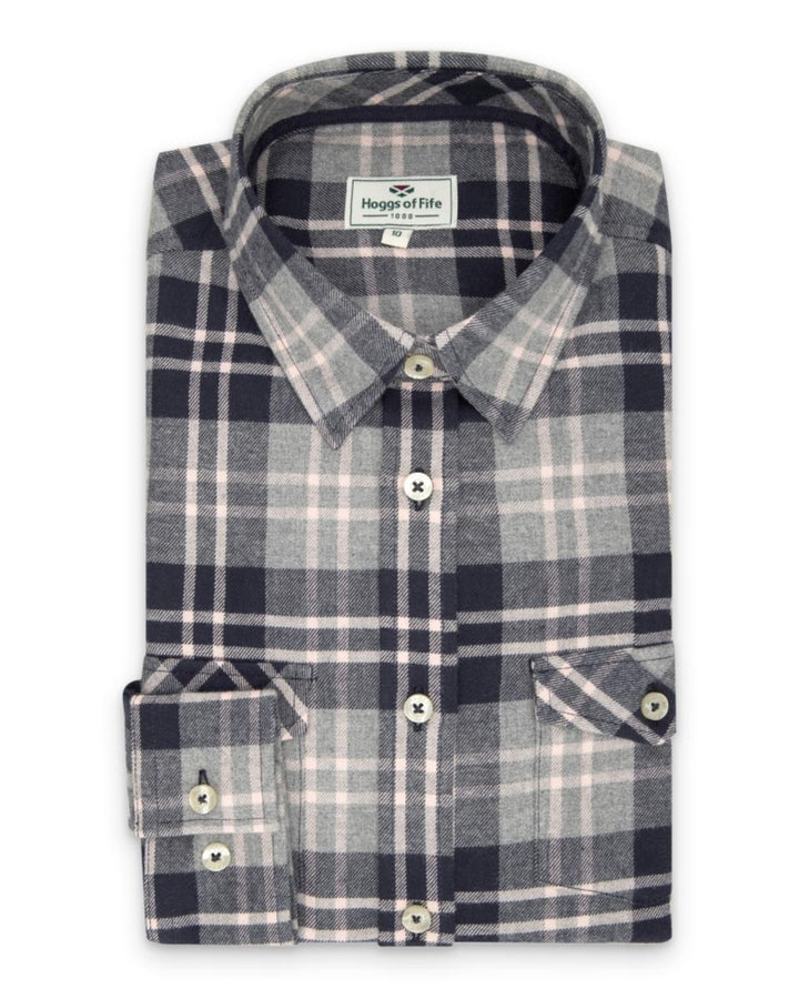 Hoggs of Fife Eilidh Ladies Flannel Shirt Navy Marl