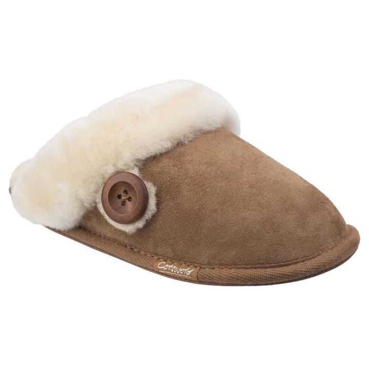 Cotswold Lechlade Sheepskin Mule Slipper Chestnut