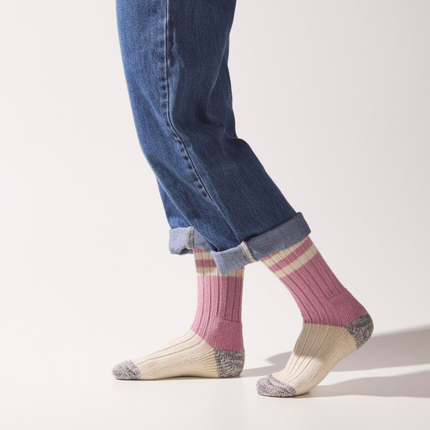 Sealskinz Cawston Bamboo Mid Length Women's Colour Blocked Sock Pink/Grey/Cream Women's SOCK