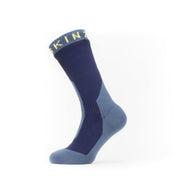 Sealskinz Stanfield Waterproof Extreme Cold Weather Mid Length Sock Navy Blue/Yellow Unisex SOCK