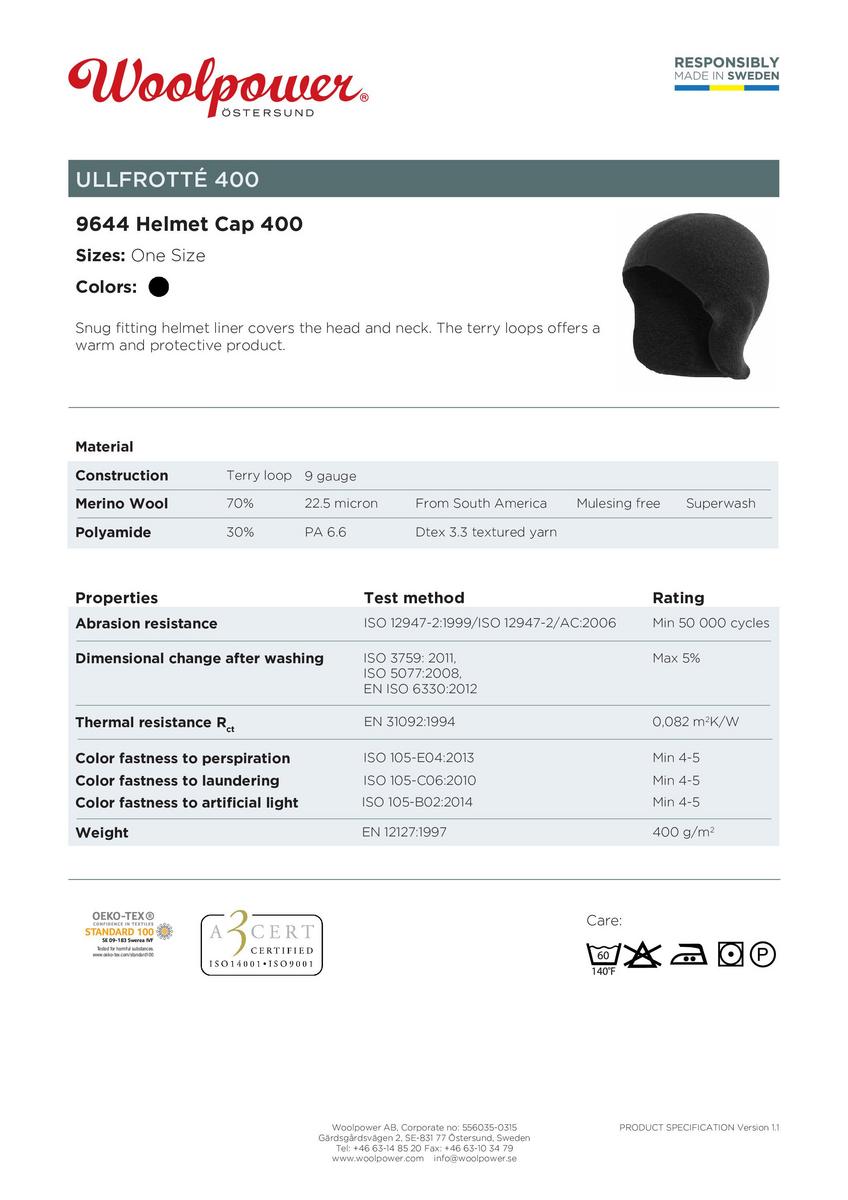 Woolpower Helmet Cap 400