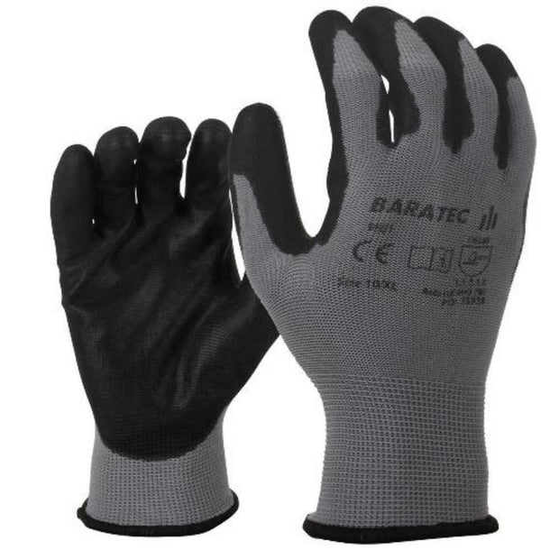Game 12 x Baratec Workwear Gripper Glove with PU Coated Palm & Fingers