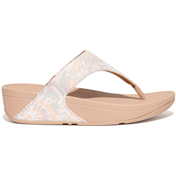 Fit Flop Lulu Art-Dye Leather Toe-Post Sandals Beige Mix