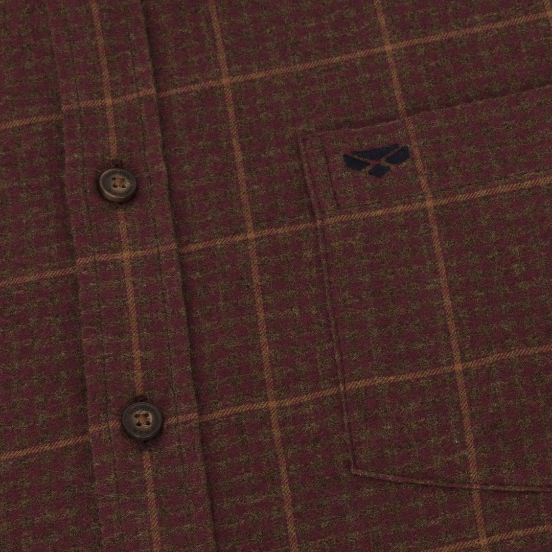 Hoggs of Fife Harris Cotton/Wool Twill Check Shirt Rust