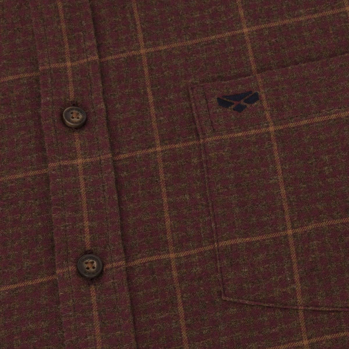 Hoggs of Fife Harris Cotton/Wool Twill Check Shirt Rust