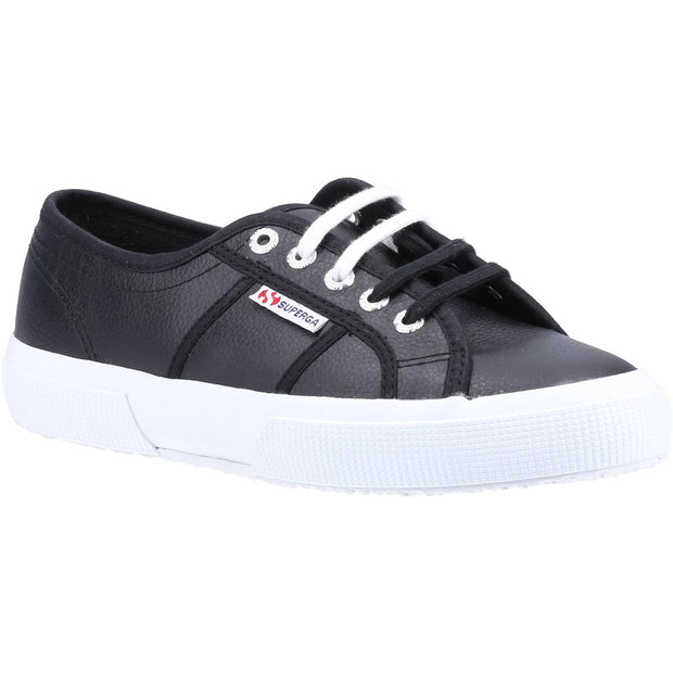 Superga 2750 Tumbled Leather Shoe Black/White