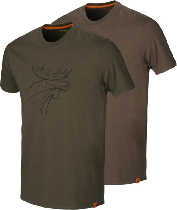 Harkila graphic t-shirt 2-pack Willow green/Slate brown