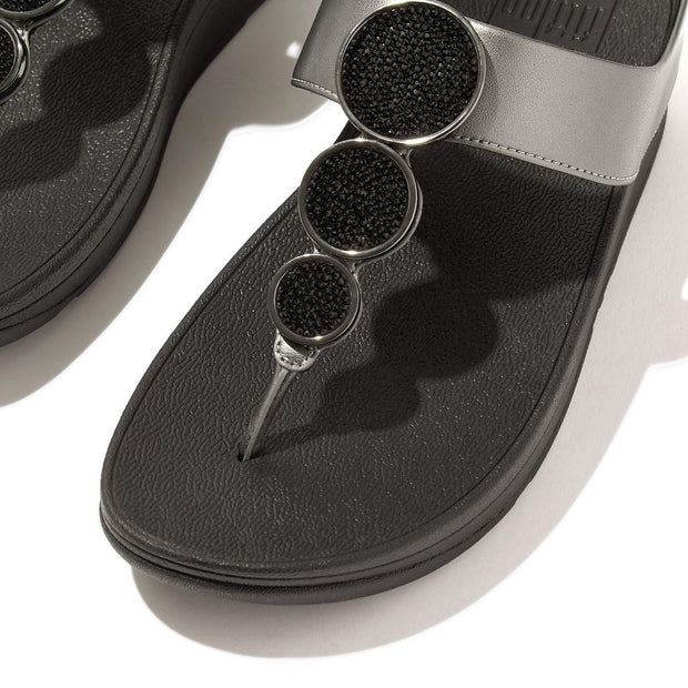 Fitflop Halo Toe Post Sandals Pewter Black