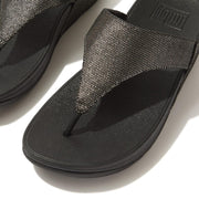 Fitflop Lulu Glitz Toe Post Sandals Pewter Black