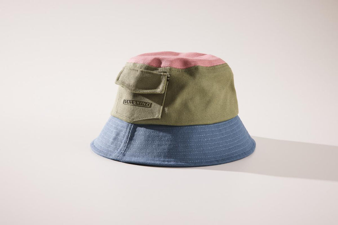Sealskinz Lynford Waterproof Women's Colour Block Canvas Bucket Hat Green/Pink/Blue Women's HAT