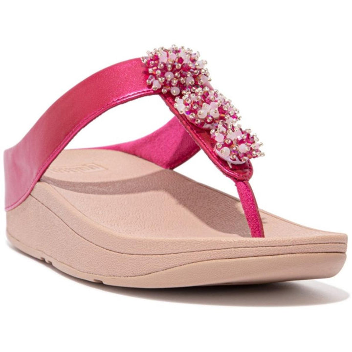 Fit Flop Fino Bead-Cluster Toe-Post Sandals Fuchsia Rose